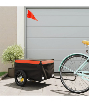 vidaXL Bike Trailer Black and Orange 30 kg Iron