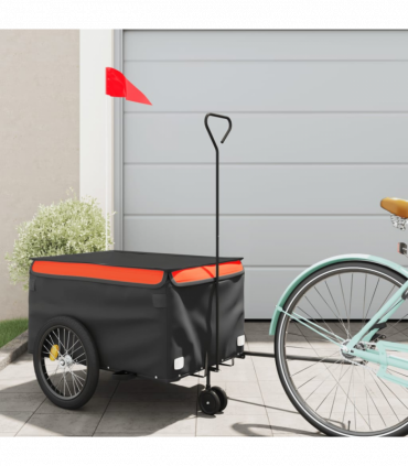 vidaXL Bike Trailer Black and Orange 30 kg Iron