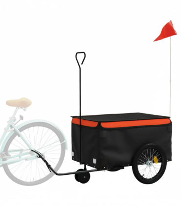 vidaXL Bike Trailer Black and Orange 30 kg Iron