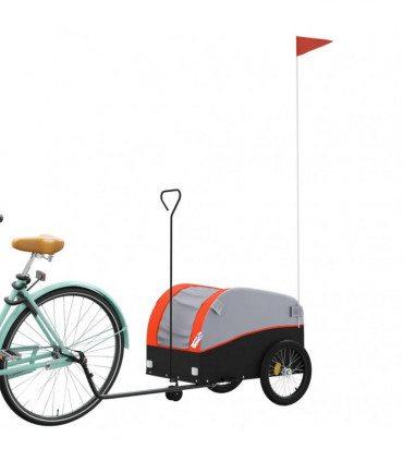 vidaXL Bike Trailer Black and Orange 30 kg Iron