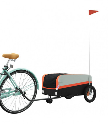 vidaXL Bike Trailer Black and Orange 30 kg Iron