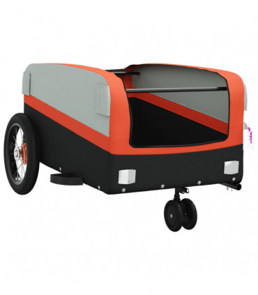 vidaXL Bike Trailer Black and Orange 30 kg Iron