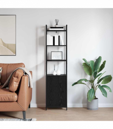 vidaXL Book Cabinet Black Oak 40 x 24 x 161 cm Engineered Wood