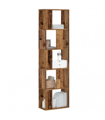 vidaXL Bookcase 5-Tier Old Wood 45x23.5x162.5 cm Engineered Wood