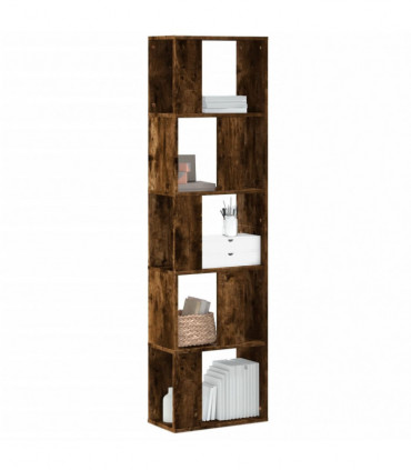 vidaXL Bookcase 5-Tier Smoked Oak 45x23.5x162.5 cm Engineered Wood