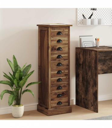 vidaXL Chest of Drawers Brown 35.5 x 30 x 100 cm Solid Teak Wood