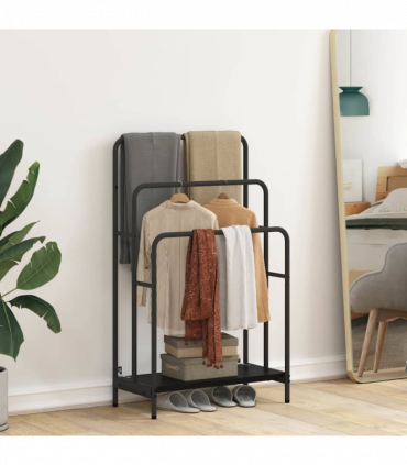 vidaXL Cloth Rack Black oak 60 x 30 x 100.5 cm Engineered wood