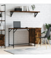 vidaXL Computer Desk Smoked Oak 131x48x75 cm Engineered Wood