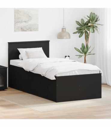 vidaXL Daybed with Drawer Manual Black 100 x 200 cm Engineered Wood