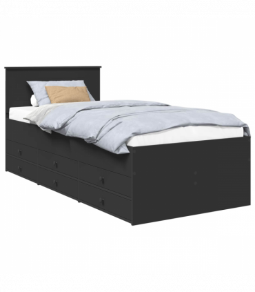 vidaXL Daybed with Drawer Manual Black 100 x 200 cm Engineered Wood