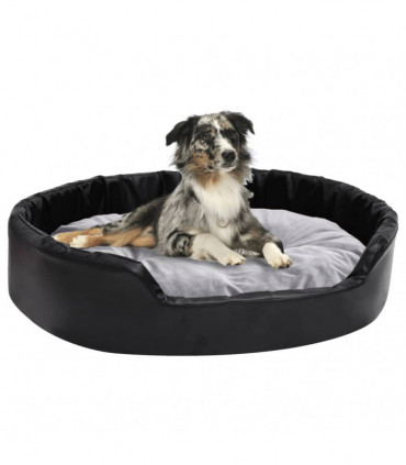 vidaXL Dog Bed Black and Grey 90x79x20 cm Plush and Faux Leather