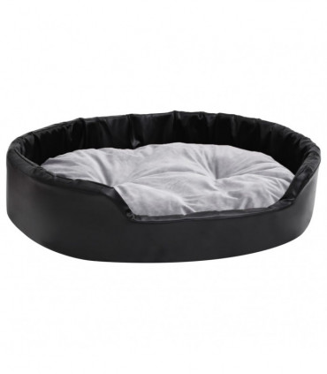 vidaXL Dog Bed Black and Grey 90x79x20 cm Plush and Faux Leather