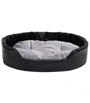 vidaXL Dog Bed Black and Grey 90x79x20 cm Plush and Faux Leather