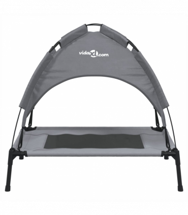 vidaXL Dog Bed with Canopy Anthracite Oxford Fabric and Steel