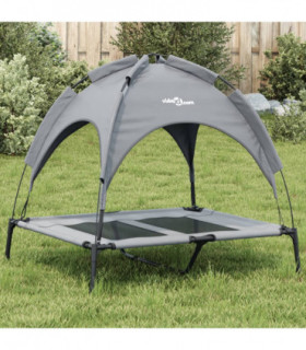 vidaXL Dog Bed with Canopy Anthracite Oxford Fabric and Steel