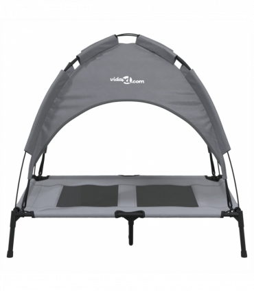 vidaXL Dog Bed with Canopy Anthracite Oxford Fabric and Steel