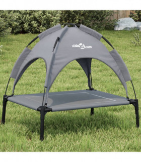 vidaXL Dog Bed with Canopy Anthracite Oxford Fabric and Steel