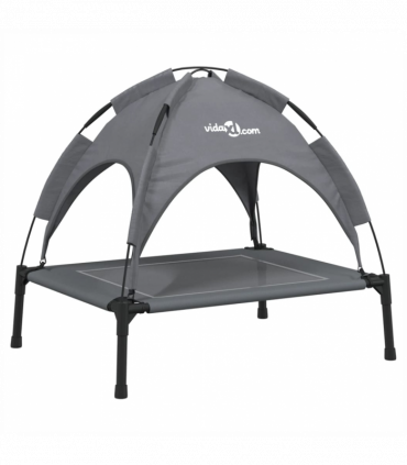 vidaXL Dog Bed with Canopy Anthracite Oxford Fabric and Steel