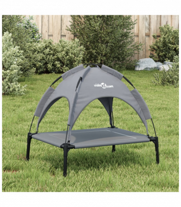 vidaXL Dog Bed with Canopy Anthracite Oxford Fabric and Steel
