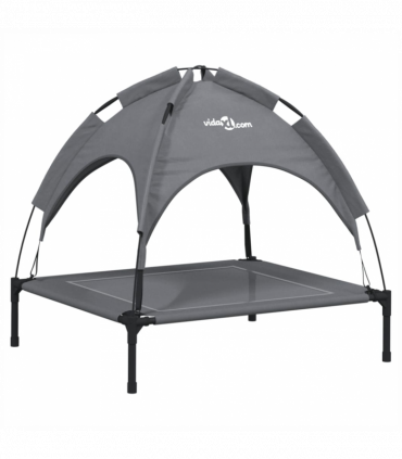 vidaXL Dog Bed with Canopy Anthracite Oxford Fabric and Steel