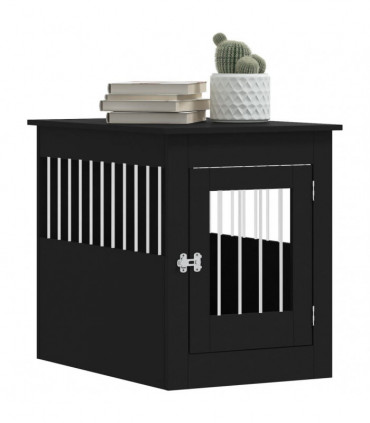 vidaXL Dog Crate Furniture Black 55x80x68 cm Engineered Wood