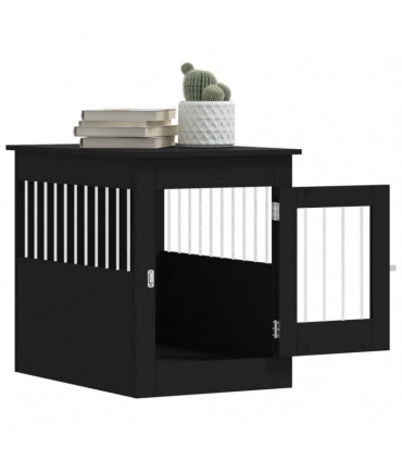vidaXL Dog Crate Furniture Black 55x80x68 cm Engineered Wood