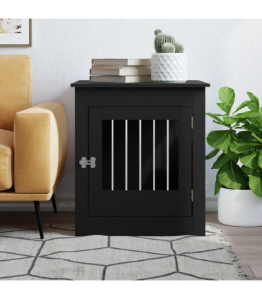 vidaXL Dog Crate Furniture Black 64.5x80x71 cm Engineered Wood