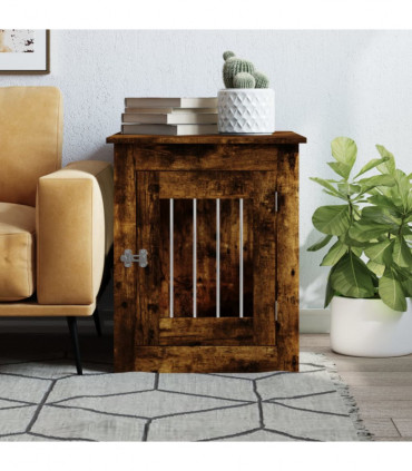 vidaXL Dog Crate Furniture Smoked Oak 55x75x65 cm Engineered Wood