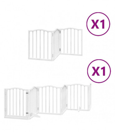 vidaXL Dog Gate with Door Foldable 9 Panels White 450 cm Poplar Wood