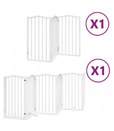 vidaXL Dog Gate with Door Foldable 9 Panels White 450 cm Poplar Wood
