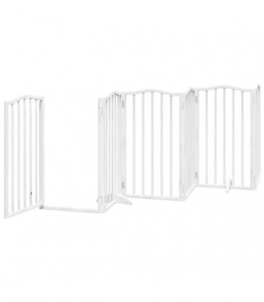 vidaXL Dog Gate with Door Foldable 9 Panels White 450 cm Poplar Wood