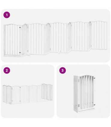 vidaXL Dog Gate with Door Foldable 9 Panels White 450 cm Poplar Wood