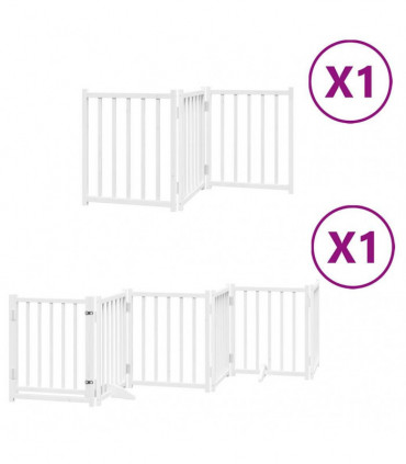 vidaXL Dog Gate with Door Foldable 9 Panels White 450 cm Poplar Wood