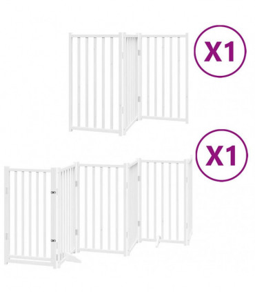 vidaXL Dog Gate with Door Foldable 9 Panels White 450 cm Poplar Wood