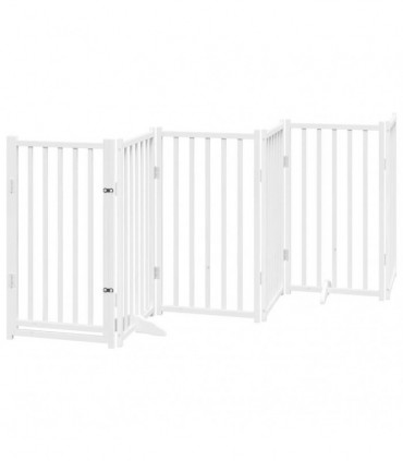 vidaXL Dog Gate with Door Foldable 9 Panels White 450 cm Poplar Wood