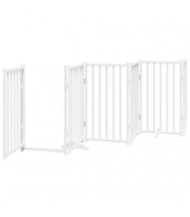 vidaXL Dog Gate with Door Foldable 9 Panels White 450 cm Poplar Wood