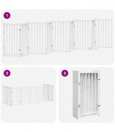 vidaXL Dog Gate with Door Foldable 9 Panels White 450 cm Poplar Wood