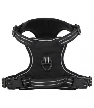 vidaXL Dog Harness with Lead & Collar Adjustable Black XL