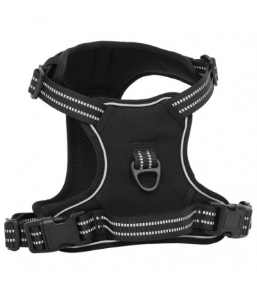 vidaXL Dog Harness with Lead & Collar Adjustable Black XL