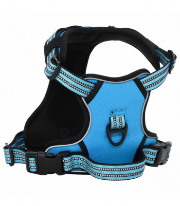 vidaXL Dog Harness with Lead & Collar Adjustable Blue L