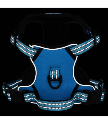 vidaXL Dog Harness with Lead & Collar Adjustable Blue XL