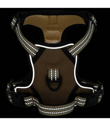 vidaXL Dog Harness with Lead & Collar Adjustable Brown L