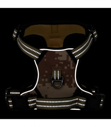 vidaXL Dog Harness with Lead & Collar Adjustable Camouflage Brown L