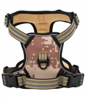 vidaXL Dog Harness with Lead & Collar Adjustable Camouflage Brown XL