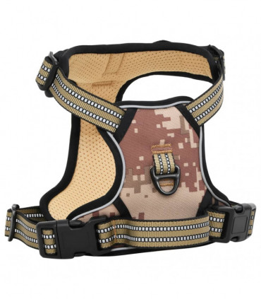 vidaXL Dog Harness with Lead & Collar Adjustable Camouflage Brown XL