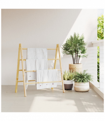 vidaXL Double Towel Ladder with 4 Rungs 90x50x100 cm Bamboo