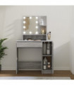 vidaXL Dressing Table with LED Grey Sonoma 86.5x35x136 cm