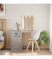 vidaXL Dressing Table with LED Lights Concrete Grey 90x42x132.5 cm