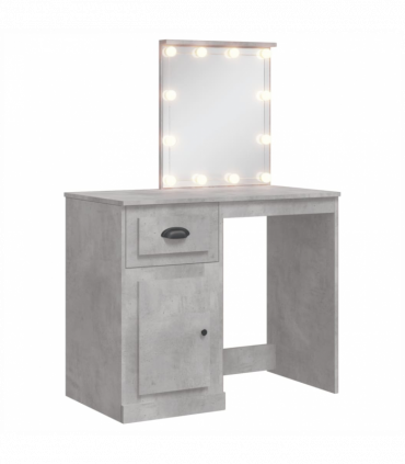 vidaXL Dressing Table with LED Lights Concrete Grey 90x42x132.5 cm