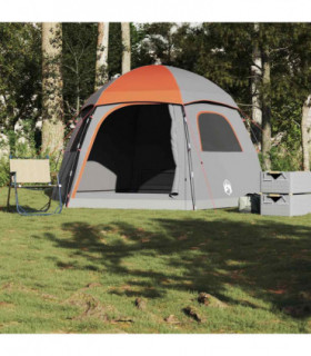 vidaXL Family Tent Igloo 6-Person Grey and Orange Waterproof